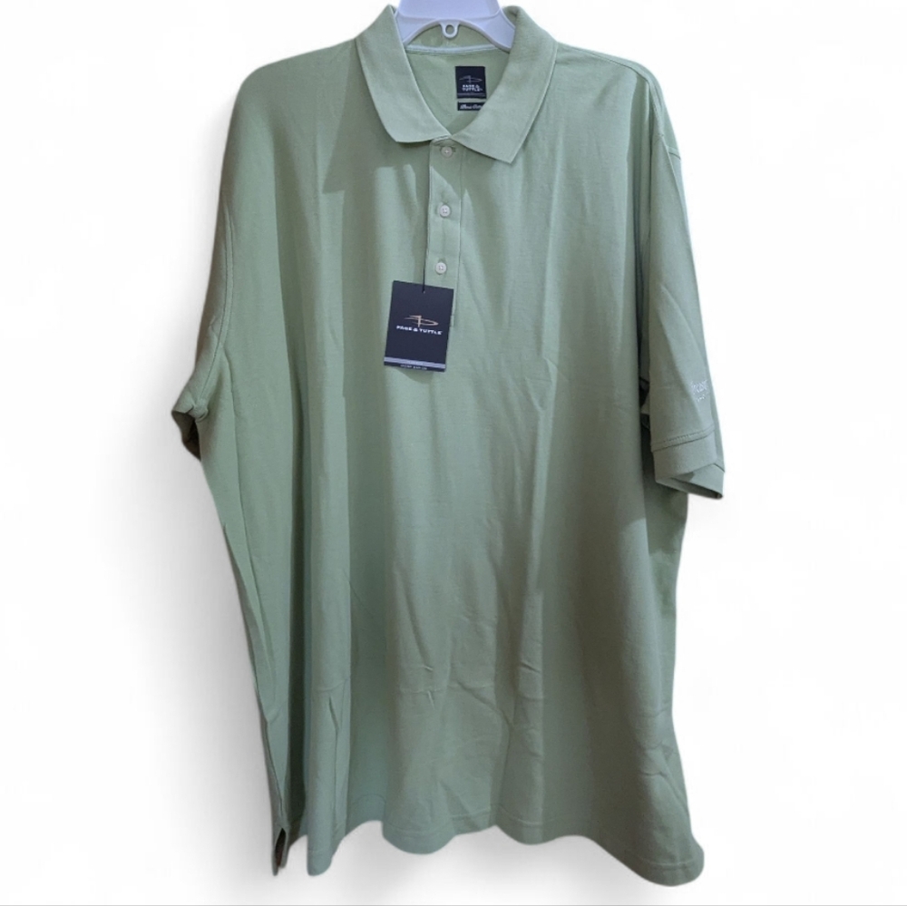 Page & Tuttle Men's Polo Shirt XXL Light Green Short Sleeve Pima Cotton M-009